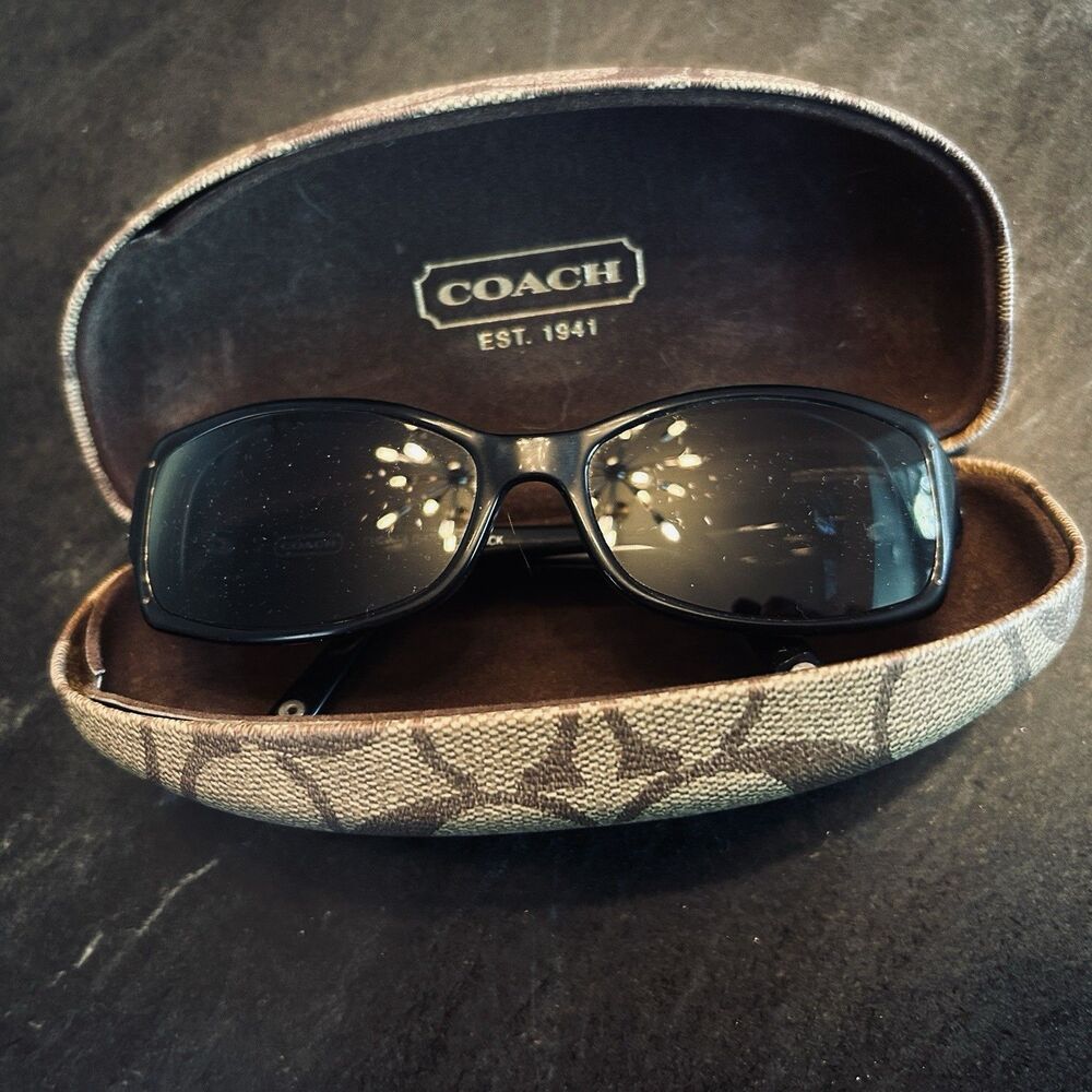 Coach Chelsea S426 Black Sunglasses Women's Rhinestone Temples with Case